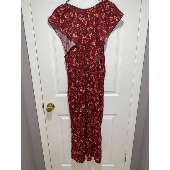 Old Navy Women's XXL Red Floral Maxi Midi Cottagecore Dress With Flutter Sleeves - Picture 3 of 5